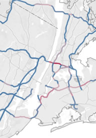 Sample map showing of the types of maps that are generated by the Tableau dashboard at the above link to National Freight Bottlenecks.