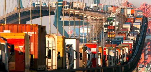 Trucks on bridge traffic