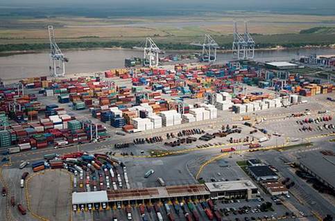 Aerial view of Port of Savannah