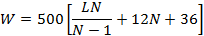 Federal Bridge Formula W = the overall gross weight on any group of two or more consecutive axles to the nearest 500 pounds.; L = the distance in feet between the outer axles of any group of two or more consecutive axles; and N = the number of axles in the group under consideration.