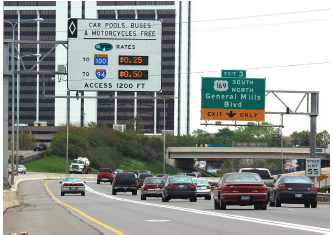 An entrance to the MnExpress Lanes on I-394.