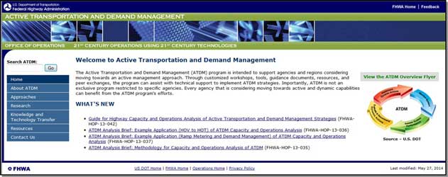 Screenshot of the FHWA ATDM webpage.