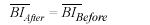 Begin expression begin overbar begin uppercase BI end uppercase end overbar begin subscript 'After' end subscript equals begin overbar begin uppercase BI end uppercase end overbar begin subscript 'Before' end subscript end expression.