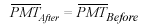 Begin expression begin overbar begin uppercase PMT end uppercase end overbar begin subscript 'After' end subscript equals begin overbar begin uppercase PMT end uppercase end overbar begin subscript 'Before' end subscript end expression.