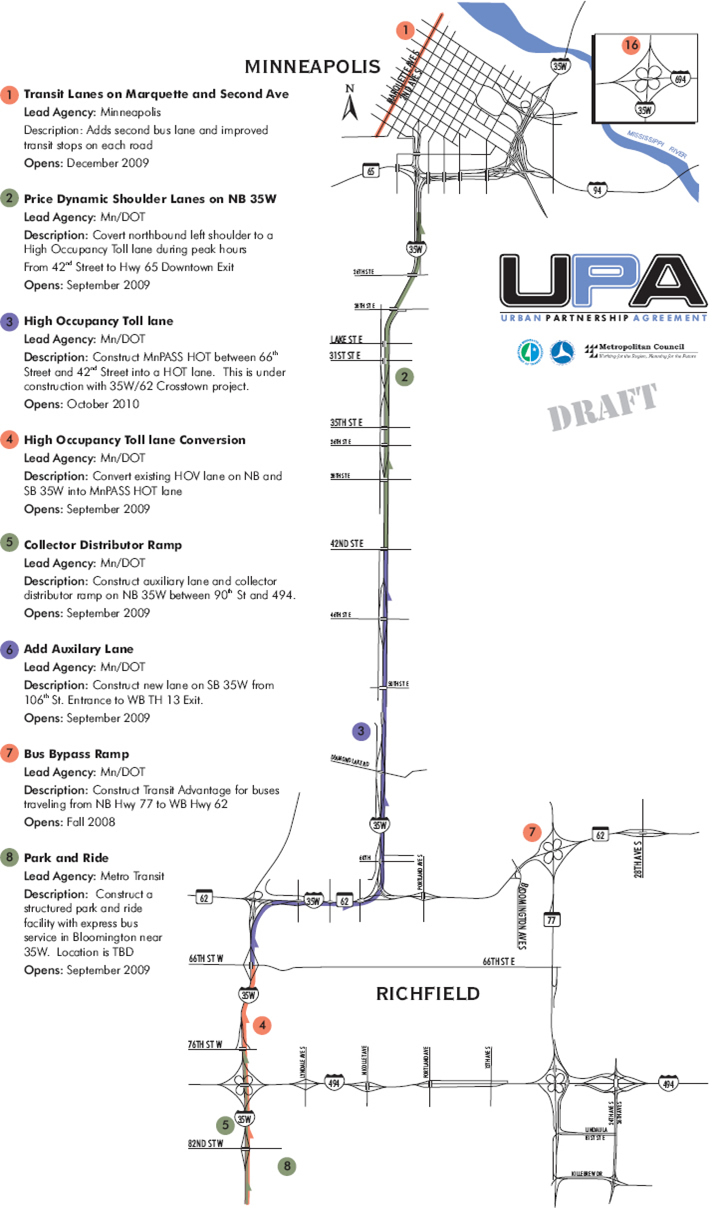 Map Image 1 is a map showing the northern portion of the Minnesota Urban Partnership project.