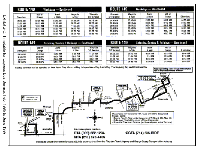 Timetable for Express Bus Service, Feb. 1996 to June 1997