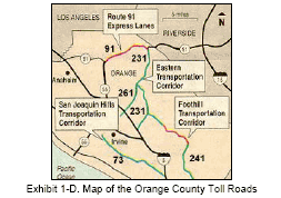 Map of Orange County Toll Roads