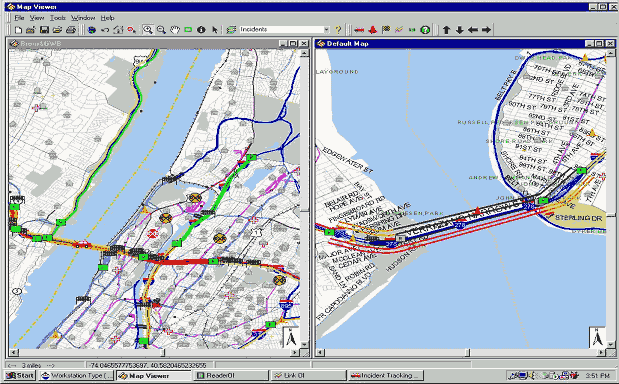 screen shot of TRANSCOM map user interface screen