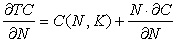 the following expression should read: delta T C divided by delta N is equal to C, parenthesis, N comma K, closed parenthesis, plus N multiplied by delta C, divided by delta N