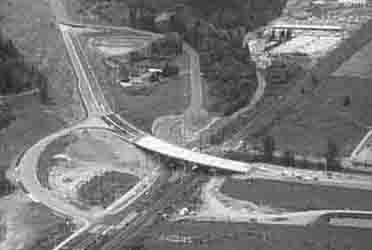 Photo of highway bridge over railroad near Tacoma, Washington