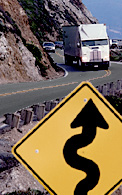 Tractor Trailer on a Winding Curve Road