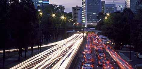 Heavy evening traffic in the city