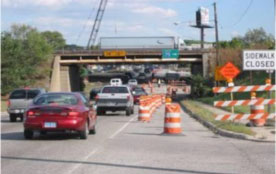 Figure 14: Photo: Roadway with restricted lane for construction.