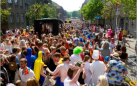 Figure 19: Photo: Celebratory crowd of people on a street closed for a special event.