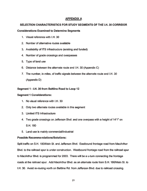 This table shows the analysis and recommendations for selecting an alternate route. The table offers considerations about the area in determining the alternate route, and then offers solutions based on those recommendations.