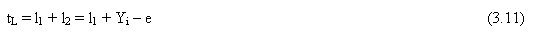 Equation 3.11. Lost time, or t sub L, equals 11 plus 12 equals 11 plus Y sub i minus e.