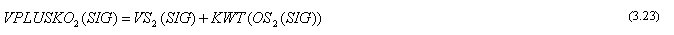 Equation 3.23. Vechtor equation for the signature with detector 2 present, or VPLUSKO sub 2 times (SIG) equals the product of VS sub 2 times (SIG) plus the product of KWT times the product of OS sub 2 times (SIG)