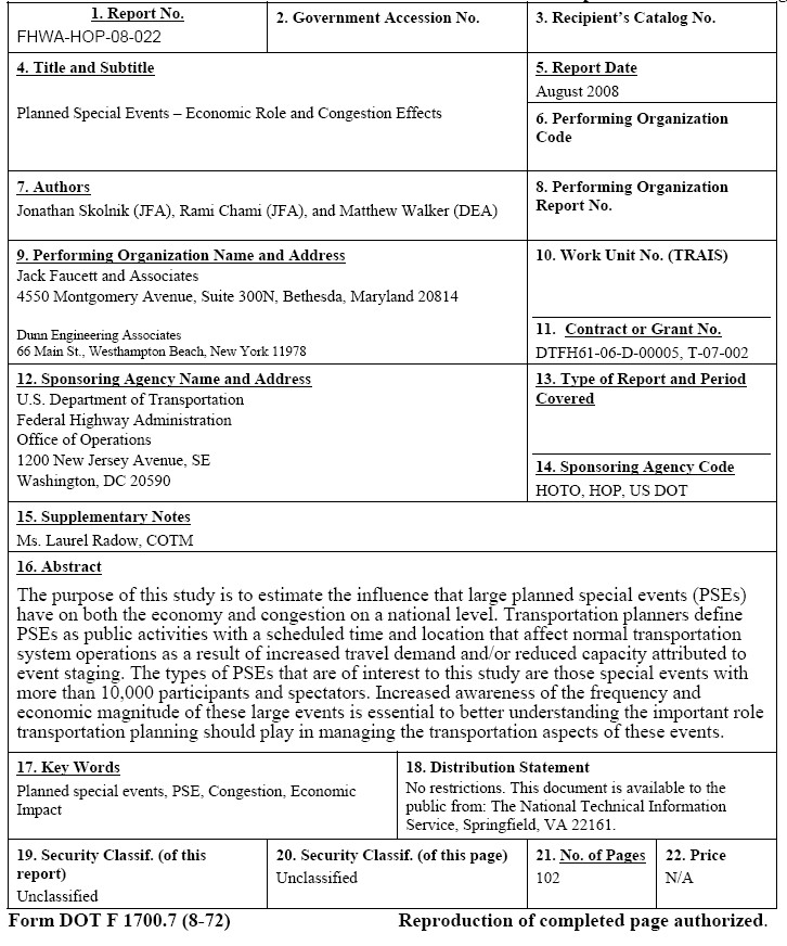 Technical Report Documentation Page