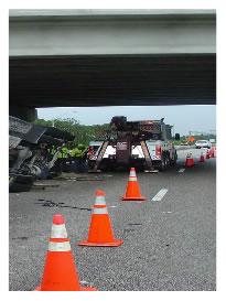 Traffic cones being used to protect incident responders.