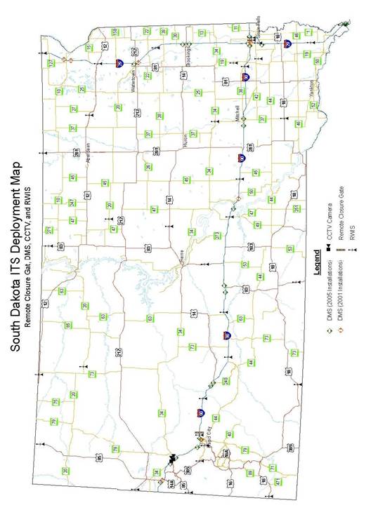 figure a-5 - graphic - graphic showing South Dakota ITS deployments in 2007.