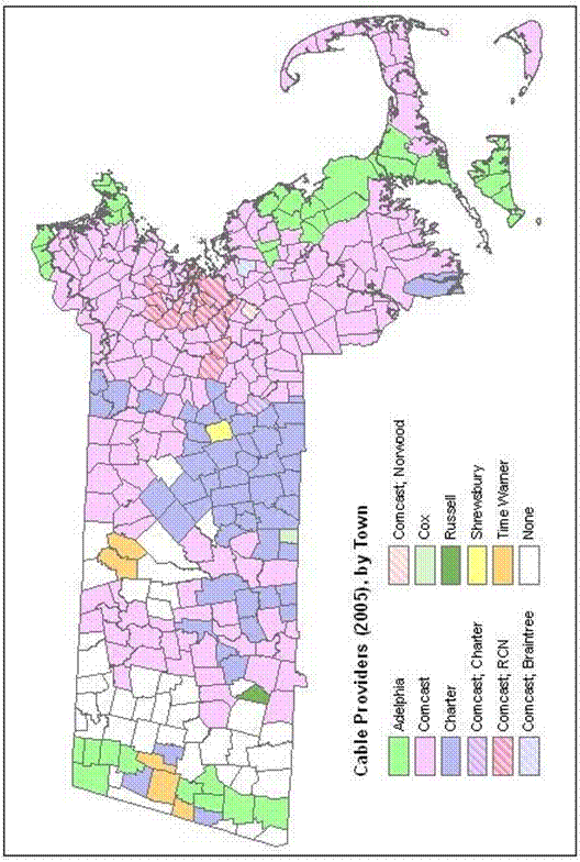 figure a-9 - graphic - graphic showing Massachusetts Cable providers in 2005.