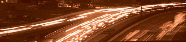 Time-lapsed view of highway at night