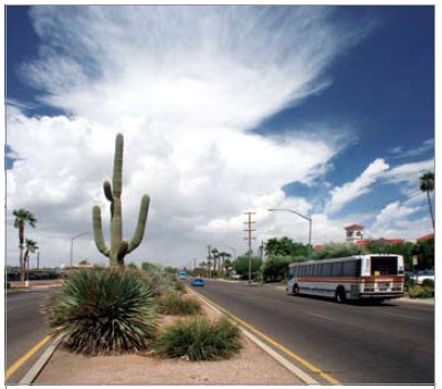 A 6-lane arterial divided by a median.