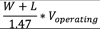 Equation - The total work zone length, W, plus the average vehicle length L, which is divided by 1.47 and then multiplied by Operating speed (35 miles per hour), Voperating.