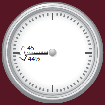 Clock hands showing: travel time on the worst day of the month (for a 30-minute trip) decreased from 45 minutes to 44.5 minutes from 2010 to 2011.