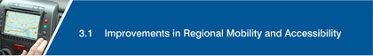 Dashboard-mounted navigation map screen: 3.1 Improving Regional Mobility and Accessibility