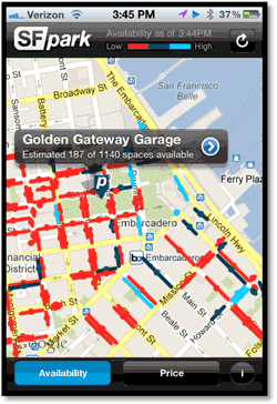 Screen shot - Screen capture of SFpark App.