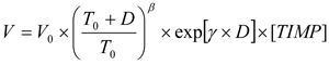 Equation 14. The demand adjustment model. The demand adjustment model is based on a travel time elasticity which suppresses total demand, a route diversion parameter, and a modifying factor based on the percentage of the drivers aware of the delay prior to entering the facility.