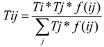 Equation 17. Equation to estimate the origin destination (OD) table for each time slice (and each mode – high-occupancy vehicle (HOV), single-occupancy vehicle (SOV) within the scenario.