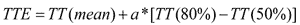 Equation 19. Equation to calculate travel time equivalents for a trip.