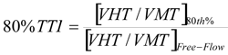 Equation 2. The 80th Percentile Travel Time Index is a measure of the reliability of travel times on the facility.