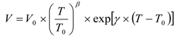 Equation 20. A mixed power-exponential function For each time period, entry-exit pair, vehicle class, and lane class, the change in volume due to the change in travel time equivalents.