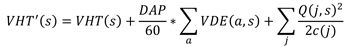 Equation 8. Equation for the annual vehicle-hours traveled (VHT) should include delays to vehicles waiting (or denied entry) to the facility during the study period, plus the time spent traveling or stopped within the facility.
