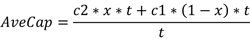 Equation for the new average capacity.