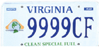 A graphic shows design of the vehicle license plate in Virginia for alternative fueled vehicles.