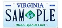 A graphic shows design of the vehicle license plate in Virginia for alternative fueled vehicles.