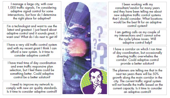 A series of questions and statements. If one or more apply, then adaptive signal control may be able to help.