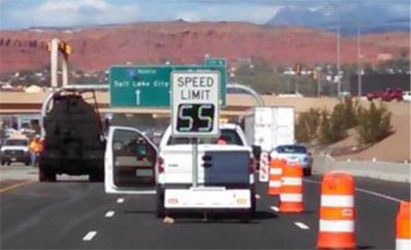 Picture of a portable regulatory variable speed limit sign