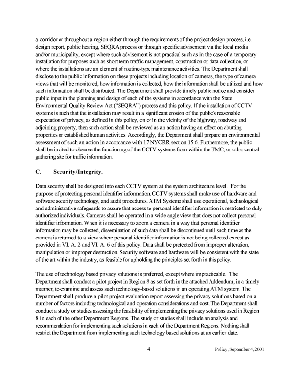 Figure 29 is a sample scan of fourth page of the Policy for the Design and Operation of Closed-Circuit Television in Advanced Traffic Management Systems.