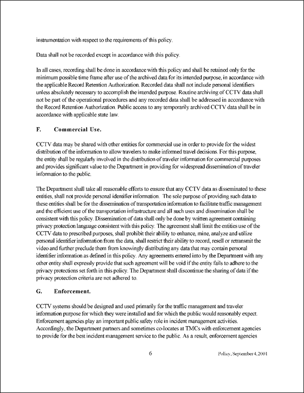 Figure 31 is a sample scan of sixth page of the Policy for the Design and Operation of Closed-Circuit Television in Advanced Traffic Management Systems.