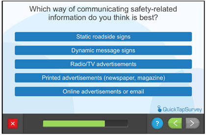 Questionnaire screen - Which way of communicating safety-related information do you think is best?