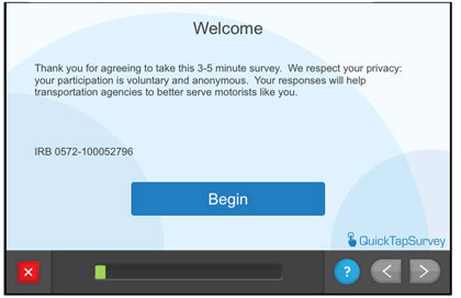 Questionnaire screen - Welcome