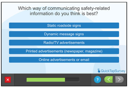 Questionnaire screen - Which way of communicating safety-related information do you think is best?