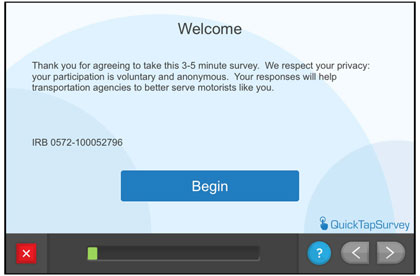 Questionnaire screen - Welcome