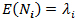 The expected value of of N sub I equals lambda sub i.