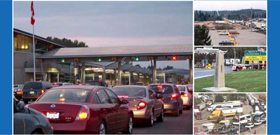 Cars at the U.S./Canada border.